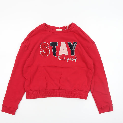 OVS Girls Red Pullover Sweatshirt 12-13 Years Crew Neck Sequin Graphic Print
