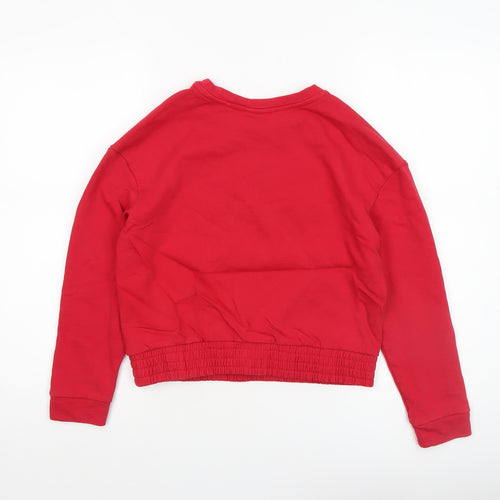 OVS Girls Red Pullover Sweatshirt 12-13 Years Crew Neck Sequin Graphic Print