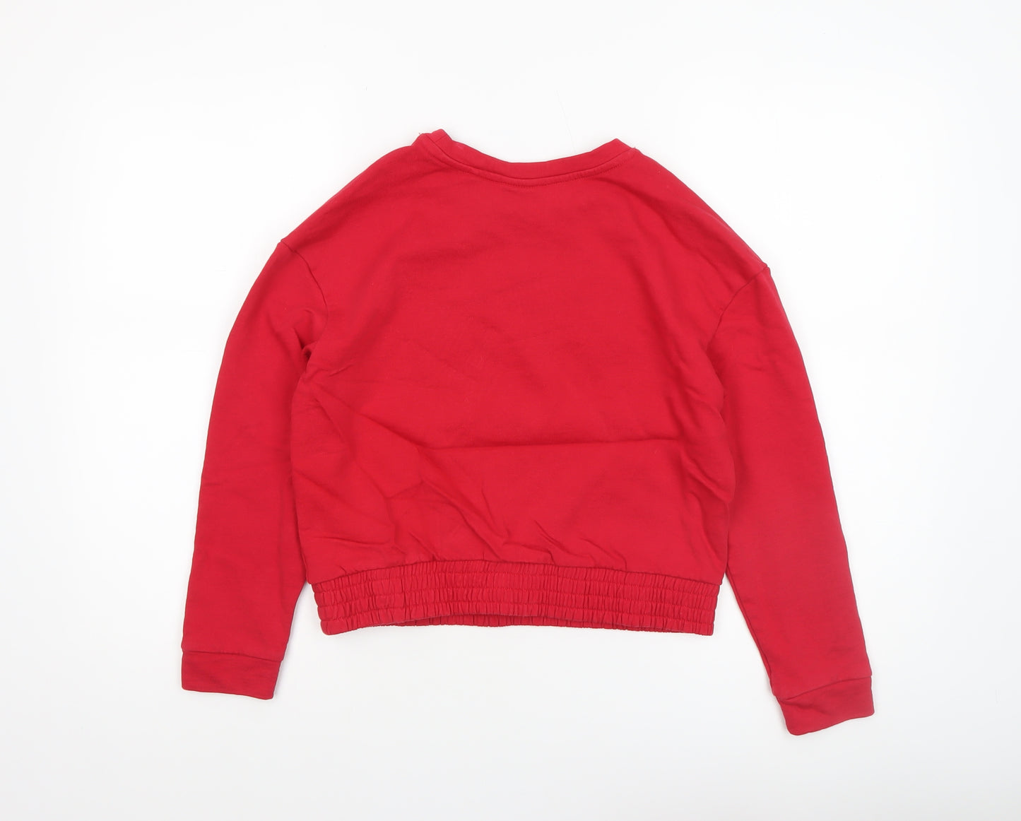 OVS Girls Red Pullover Sweatshirt 12-13 Years Crew Neck Sequin Graphic Print