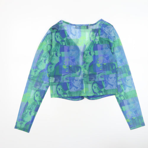 Primark Women’s Multicoloured Mesh Cropped Tie Front Blouse L