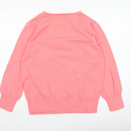 Dunnes Women Pink V-Neck 3/4 Sleeve Pullover Jumper Size L