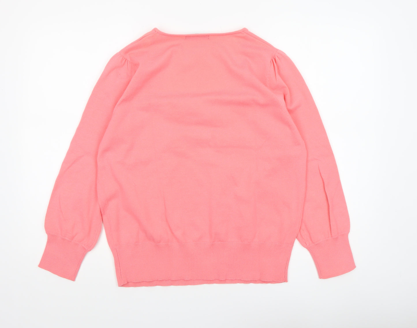 Dunnes Women Pink V-Neck 3/4 Sleeve Pullover Jumper Size L