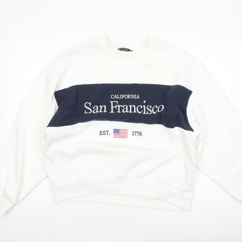 Stradivarius Women White Sweatshirt San Francisco Graphic Size S
