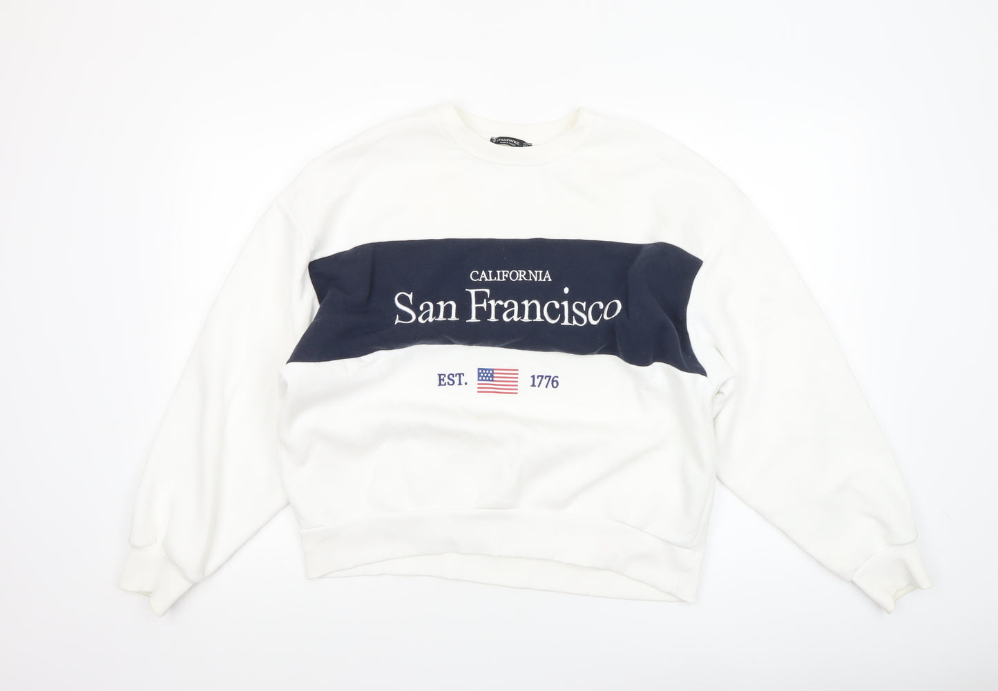 Stradivarius Women White Sweatshirt San Francisco Graphic Size S