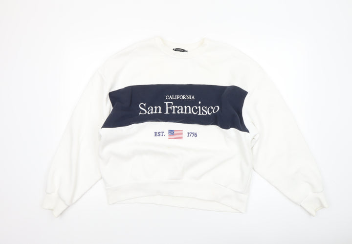 Stradivarius Women White Sweatshirt San Francisco Graphic Size S
