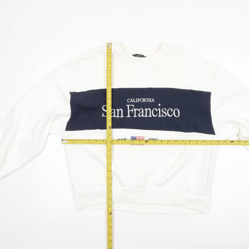 Stradivarius Women White Sweatshirt San Francisco Graphic Size S