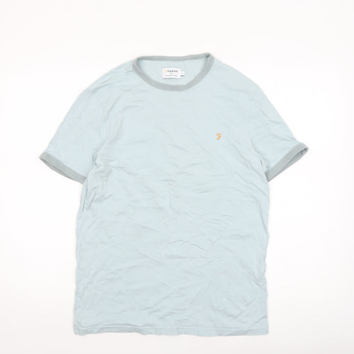 Farah Men Blue Organic Cotton Crew Neck Short Sleeve T-Shirt Size M