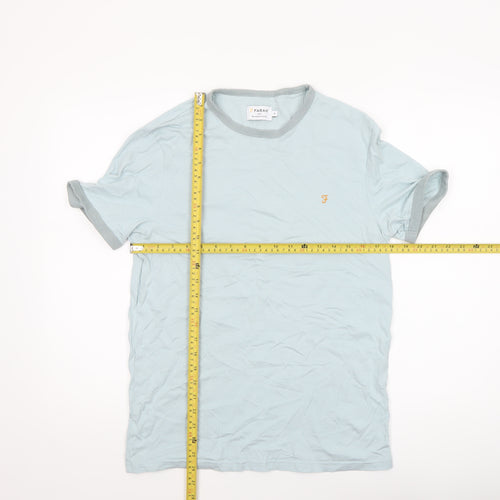 Farah Men Blue Organic Cotton Crew Neck Short Sleeve T-Shirt Size M