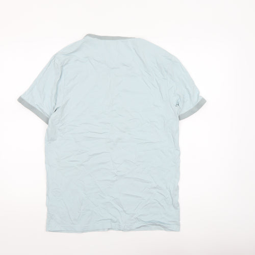 Farah Men Blue Organic Cotton Crew Neck Short Sleeve T-Shirt Size M