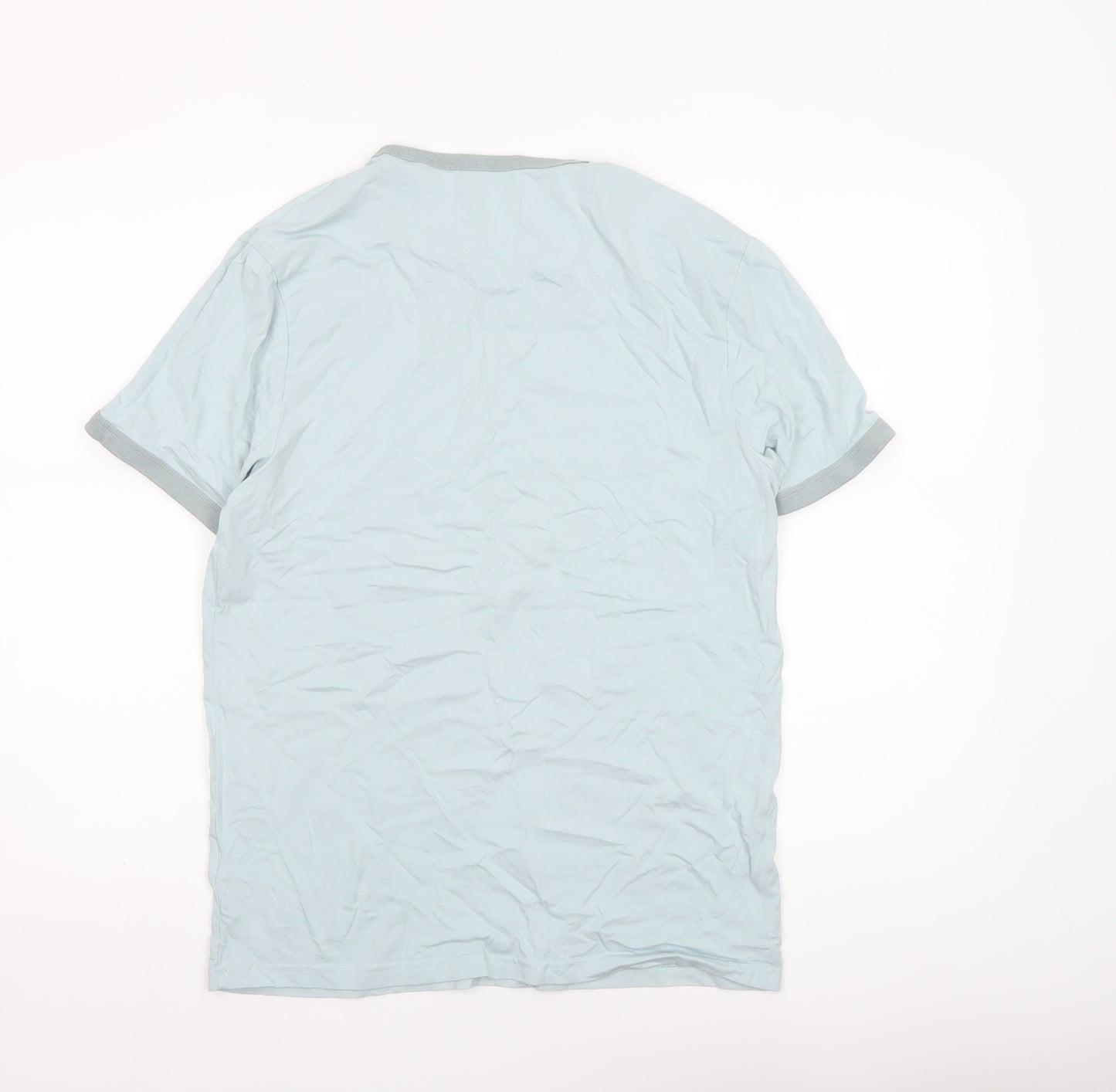 Farah Men Blue Organic Cotton Crew Neck Short Sleeve T-Shirt Size M
