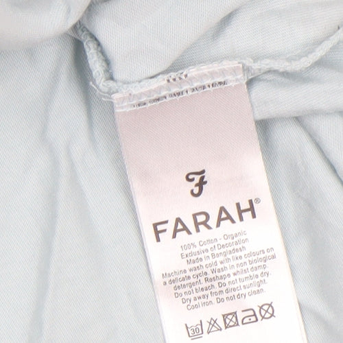 Farah Men Blue Organic Cotton Crew Neck Short Sleeve T-Shirt Size M