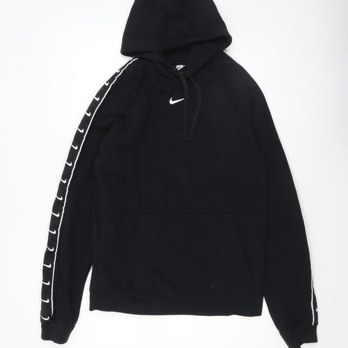 Nike Men's Black Small Pullover Hoodie with Logo Trim