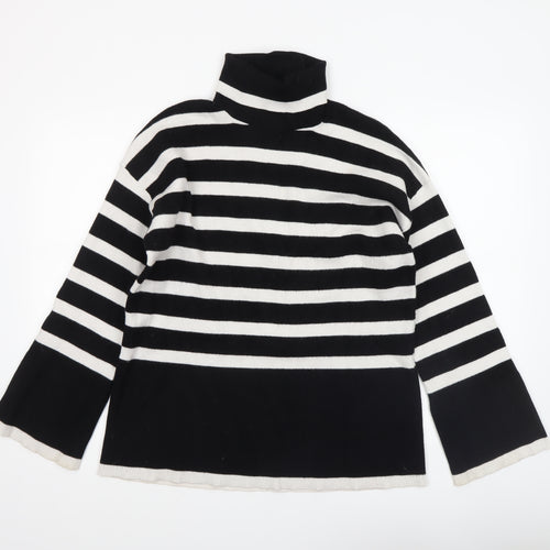 Michelle Keegan Women's Black Stripe Roll Neck Jumper M