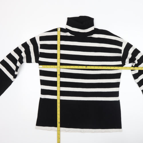 Michelle Keegan Women's Black Stripe Roll Neck Jumper M