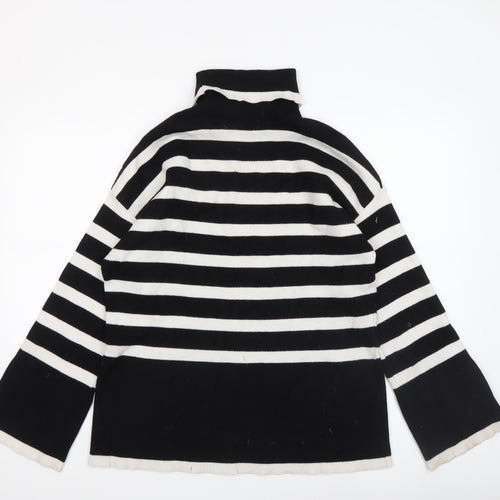 Michelle Keegan Women's Black Stripe Roll Neck Jumper M