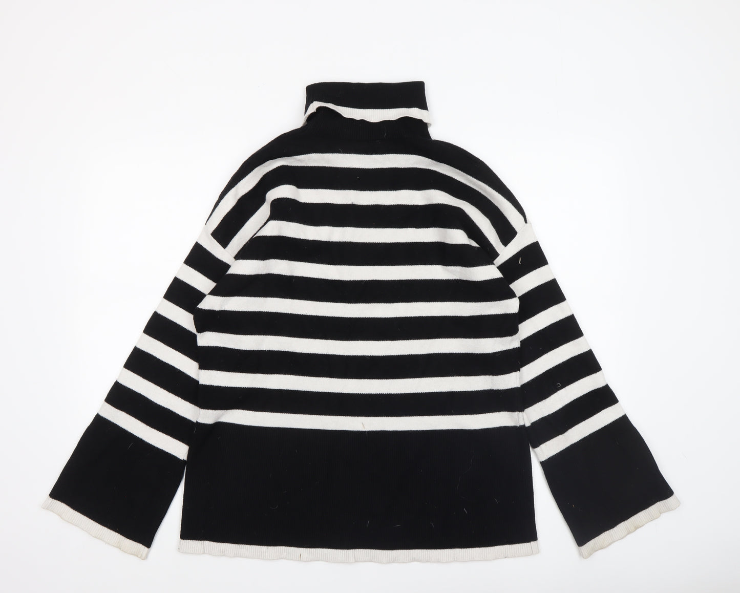 Michelle Keegan Women's Black Stripe Roll Neck Jumper M