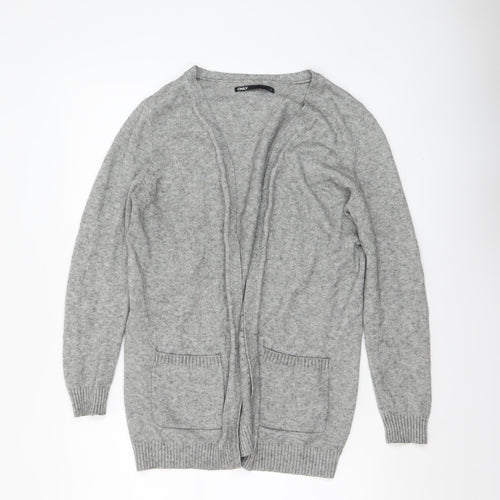 ONLY Women's Grey Knit Long Sleeve Open Cardigan Size S