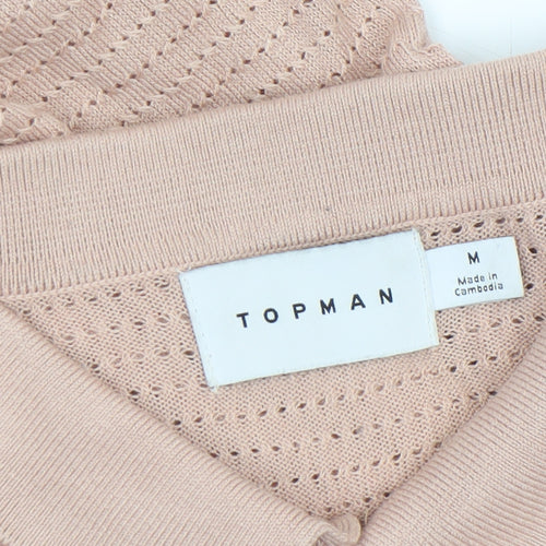 Topman Men's Beige Knit Short Sleeve Polo Shirt Size M