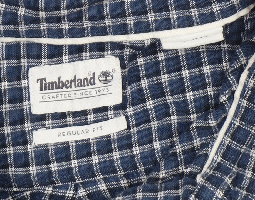 Timberland Men's Blue Regular Fit 2XL Button-Up Check Shirt