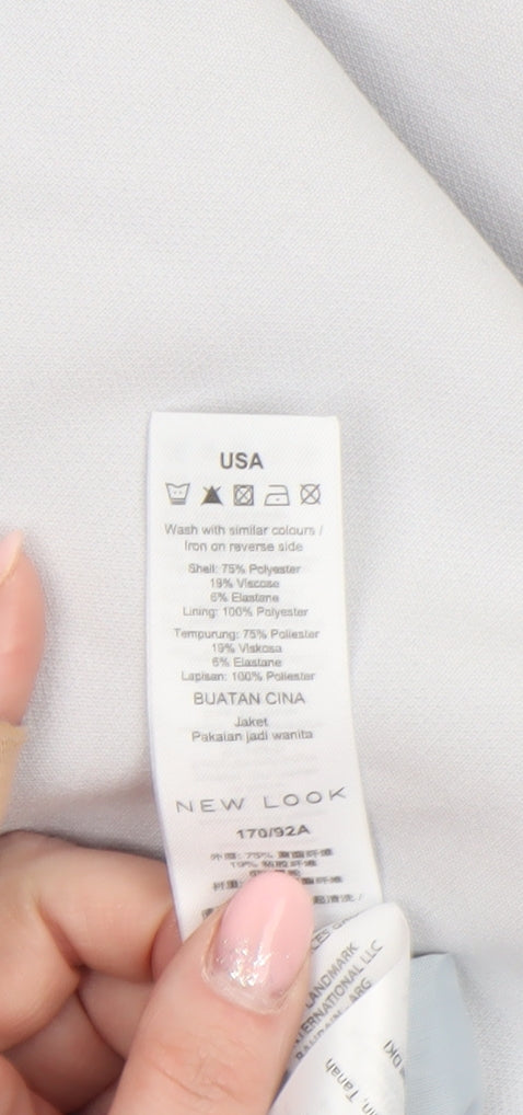 New Look Women’s Grey Mid-Length Ruffle Sleeve Open Coat Size 12