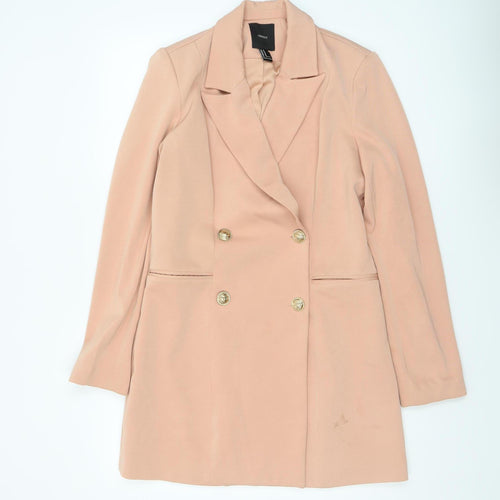 Forever 21 Women's Beige Double-Breasted Blazer Coat UK 12