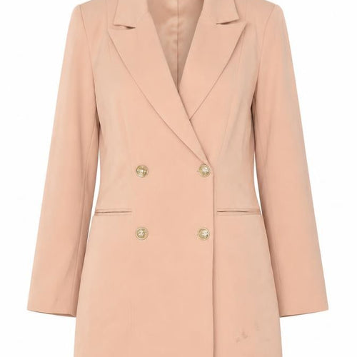 Forever 21 Women's Beige Double-Breasted Blazer Coat UK 12