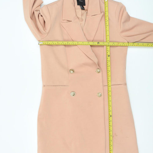 Forever 21 Women's Beige Double-Breasted Blazer Coat UK 12