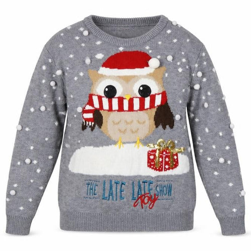 The Late Late Toy Show Women's Grey M Christmas Owl Jumper