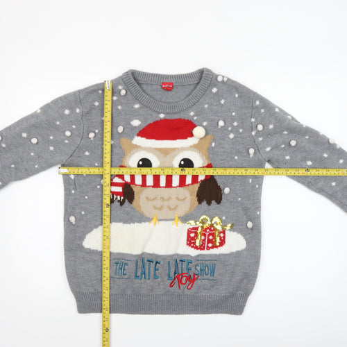 The Late Late Toy Show Women's Grey M Christmas Owl Jumper