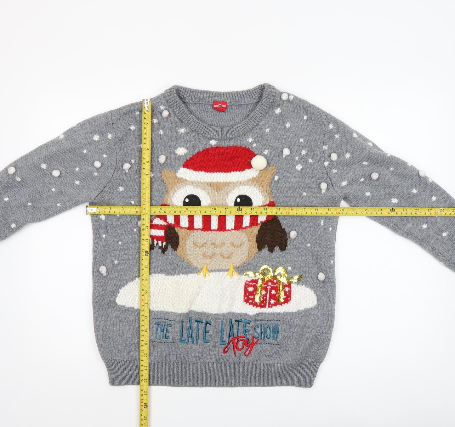 The Late Late Toy Show Women's Grey M Christmas Owl Jumper