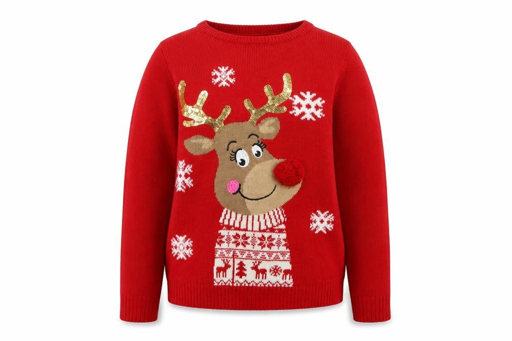 Dunnes Women's Red Reindeer Christmas Knit Jumper Size S
