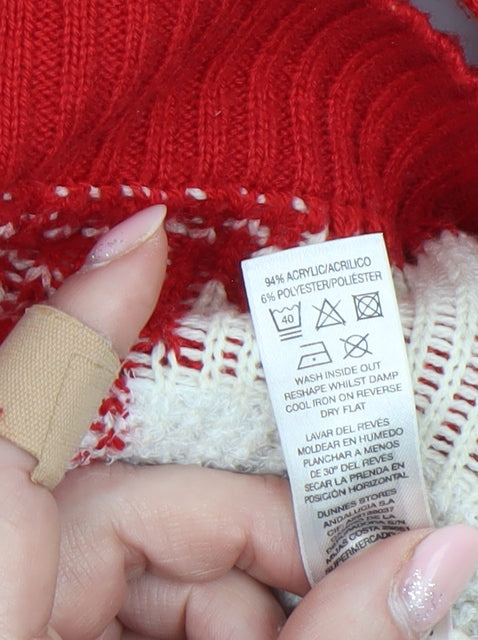 Dunnes Women's Red Reindeer Christmas Knit Jumper Size S