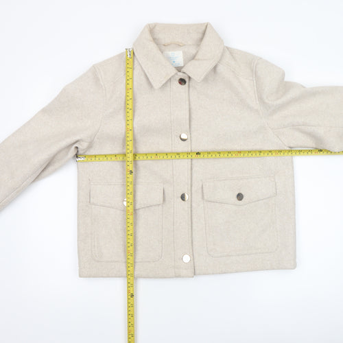 Primark Women Beige Polyester Button-Up Short Jacket Size M