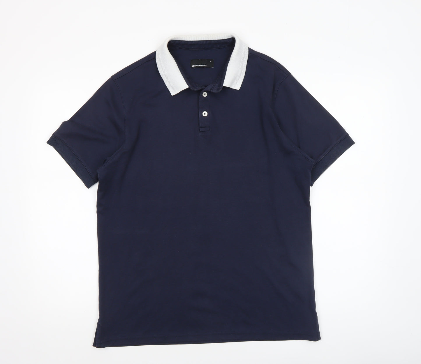 Remus Uomo Jeans Men's Blue Polo Shirt Size L Cotton Blend