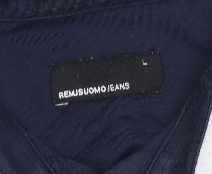 Remus Uomo Jeans Men's Blue Polo Shirt Size L Cotton Blend