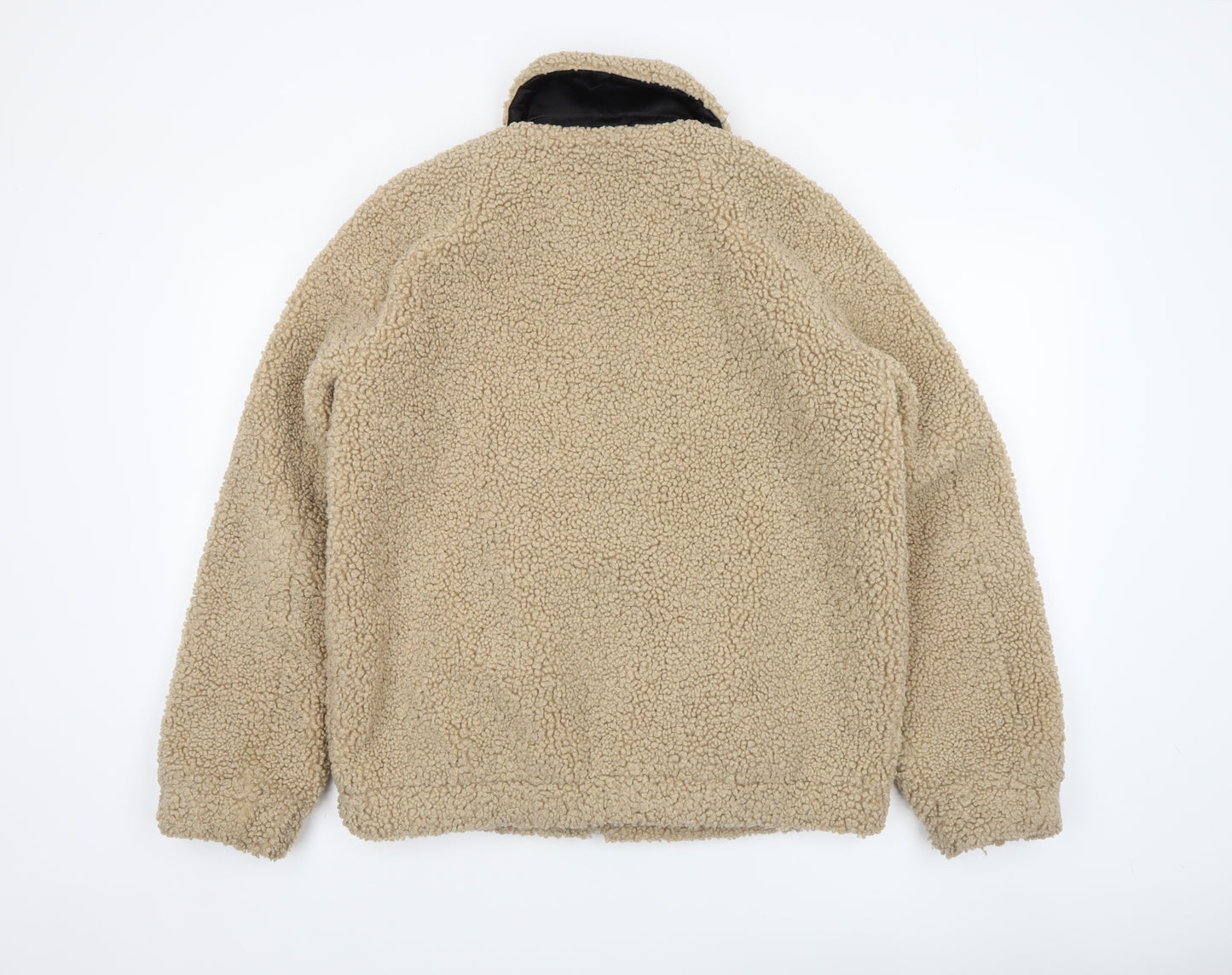 Noisy May Women Beige Sherpa Fleece Zip Bomber Jacket Size M