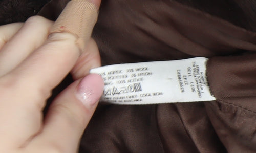 Rocha John Rocha Womens Brown Wool Blend Belted Overcoat Size 8