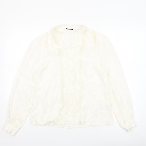 & Other Stories Women Ivory Lace Trim Viscose Blouse Size 8