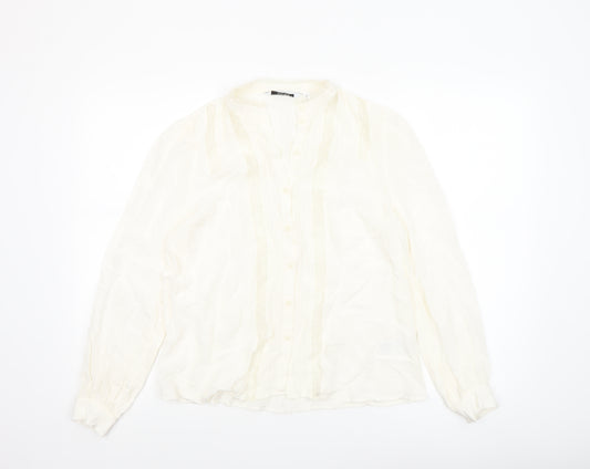 & Other Stories Women Ivory Lace Trim Viscose Blouse Size 8