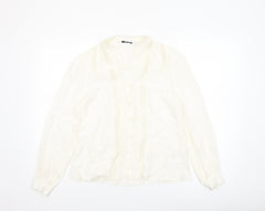 & Other Stories Women Ivory Lace Trim Viscose Blouse Size 8