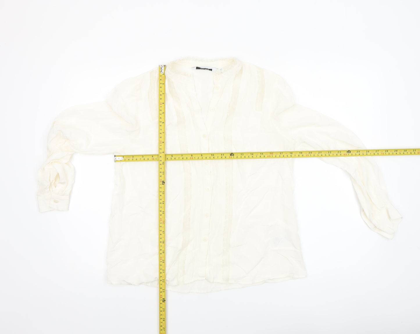 & Other Stories Women Ivory Lace Trim Viscose Blouse Size 8