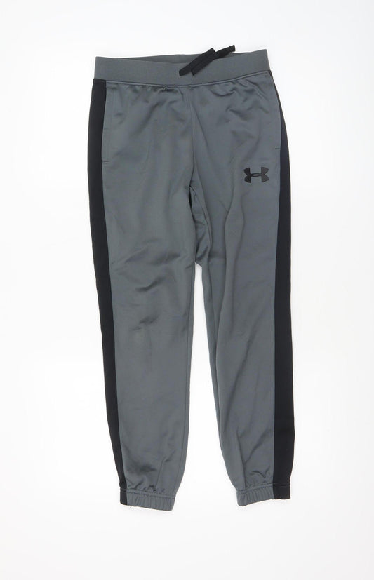 Under Armour Boys Grey Jogger Trousers Size 10 Years Polyester Sportswear