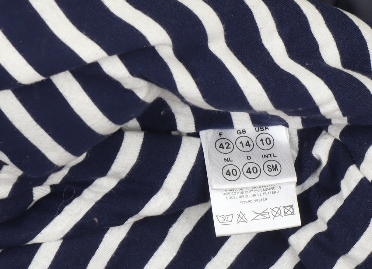 Captain Corsaire Womens Blue Hooded Rain Coat Size 14 Nautical Mid-Length