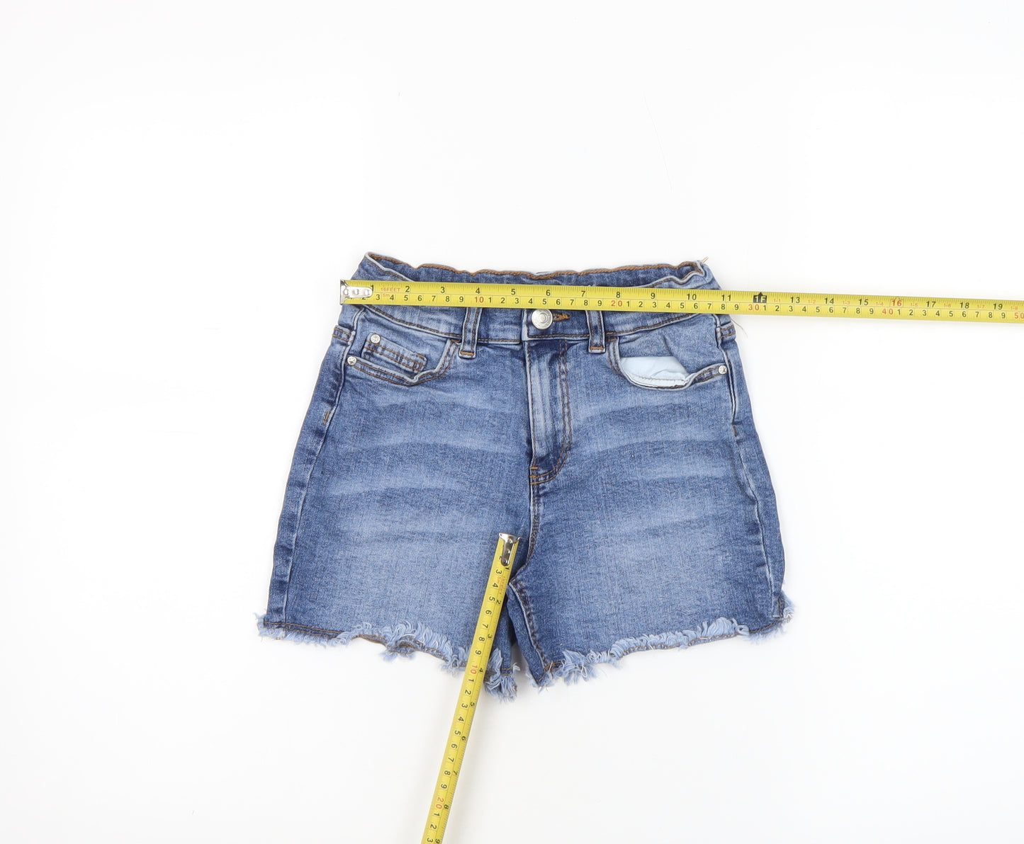 Denim Co Girls Blue Mid Rise Cut-Off Denim Shorts 9-10 Years