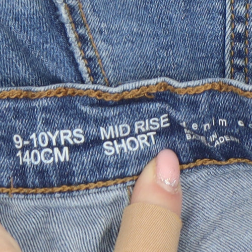 Denim Co Girls Blue Mid Rise Cut-Off Denim Shorts 9-10 Years
