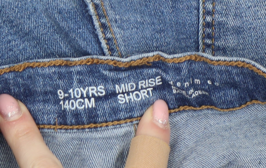 Denim Co Girls Blue Mid Rise Cut-Off Denim Shorts 9-10 Years
