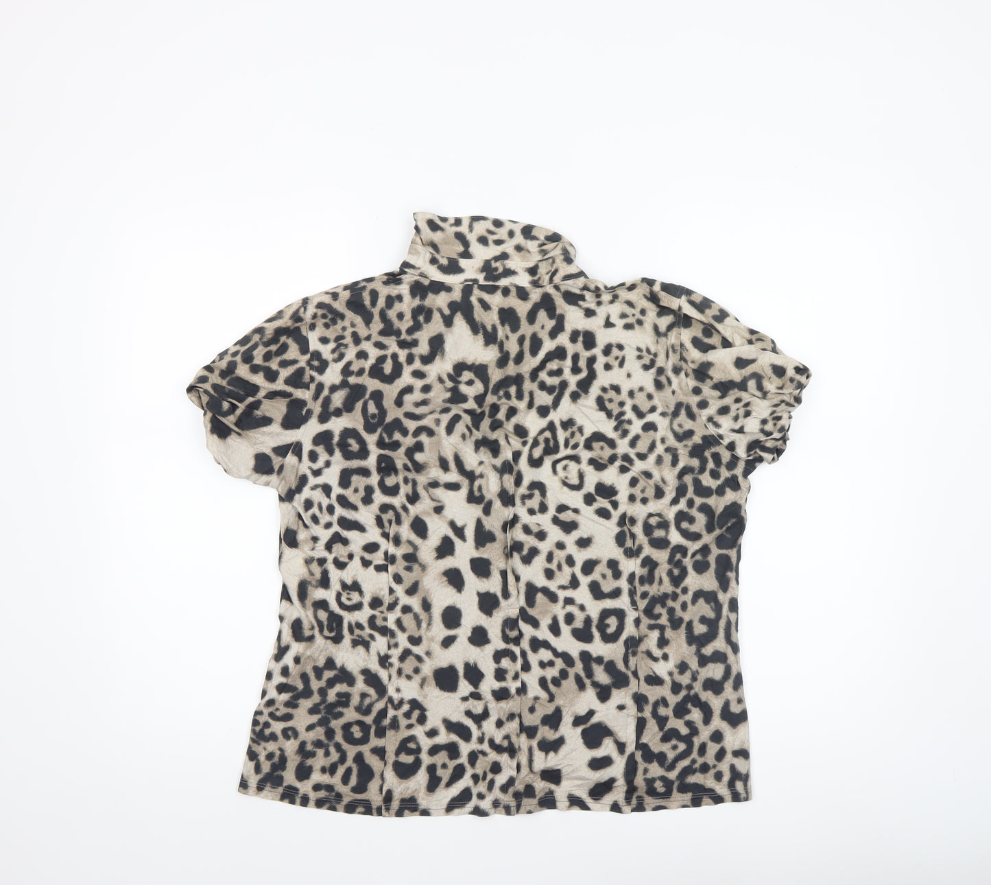 Marc Cain Women's Beige Leopard Print Cotton Button-Up Shirt Size 14