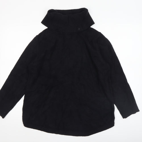 Rachel Zoe Womens Black Wool Roll Neck Chunky-Knit Pullover Jumper L