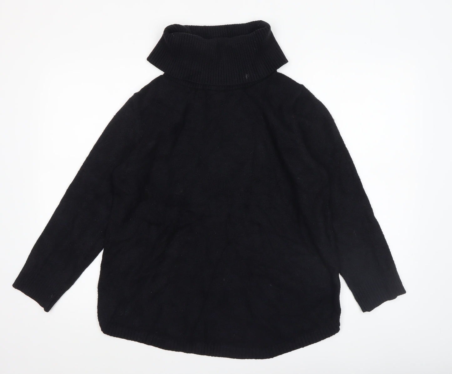 Rachel Zoe Womens Black Wool Roll Neck Chunky-Knit Pullover Jumper L