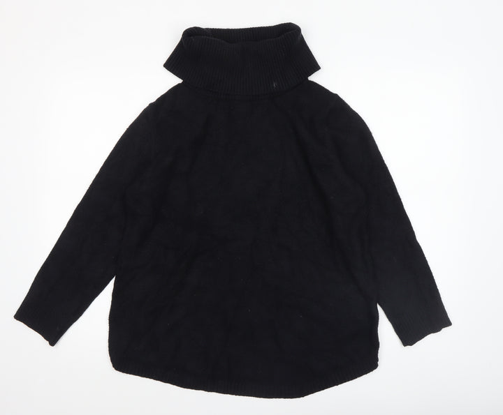 Rachel Zoe Womens Black Wool Roll Neck Chunky-Knit Pullover Jumper L